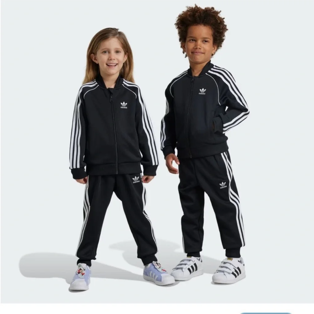 Adidas Child Adicolor Superstar Black Track Jacket Pants Set Unisex Kid Size 4/5
